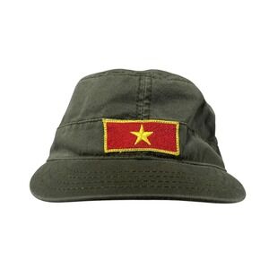 Broner Hat Army Cap Fitted Mens Medium Green Cotton Flag Patch Lined Twill